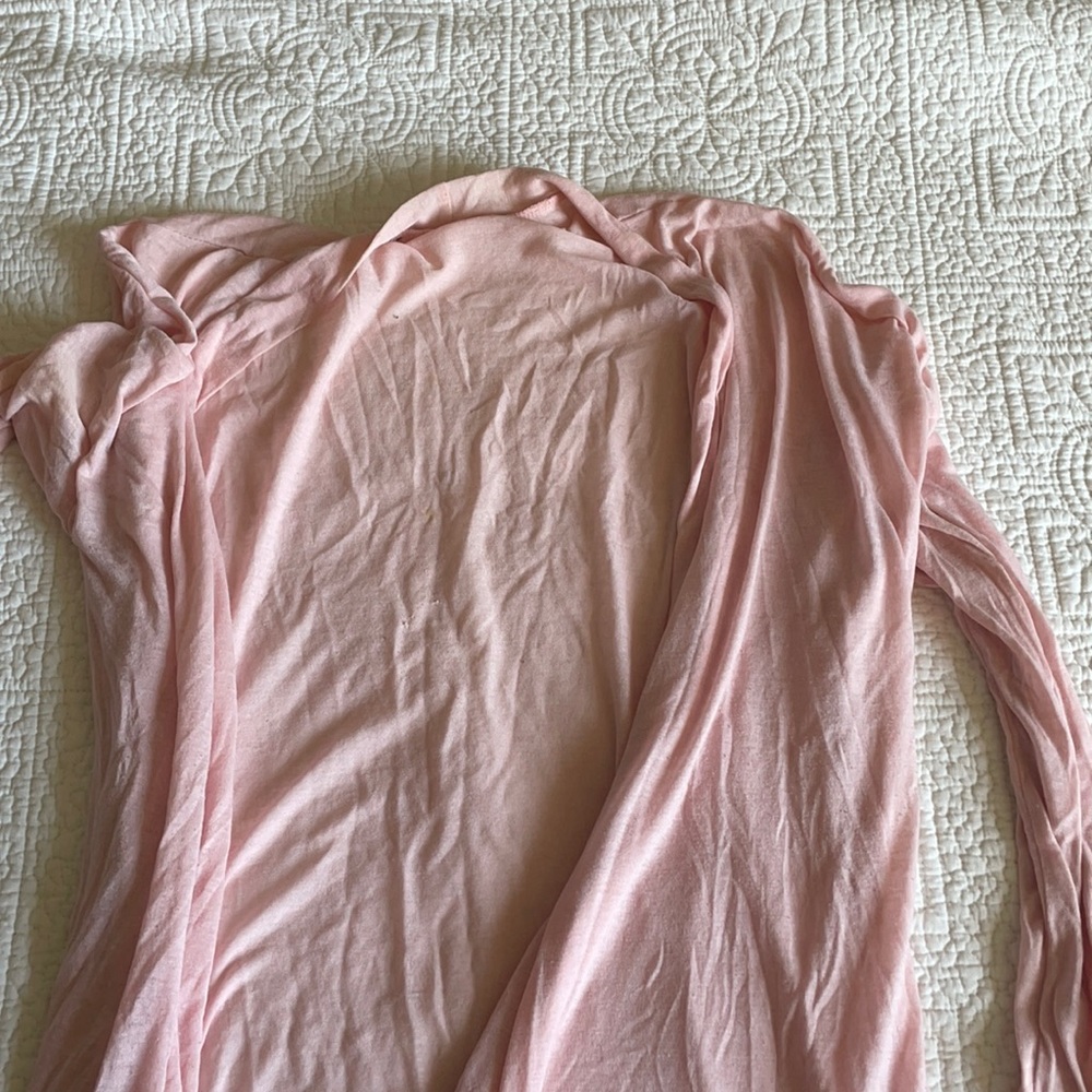 Light pink cardigan, bcbg, like new, pockets, long sleeve, sheer